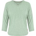 Reduzierte Grüne Langärmelige Sherpa V-Ausschnitt V-Shirts aus Polyester für Damen Größe S für den für den Sommer 