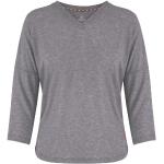 Reduzierte Graue Langärmelige Sherpa V-Ausschnitt V-Shirts aus Polyester für Damen Größe XL für den für den Sommer 