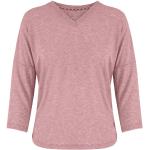Reduzierte Rosa Langärmelige Sherpa V-Ausschnitt V-Shirts aus Polyester für Damen Größe XL für den für den Sommer 