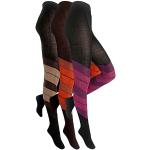 Braune Gestreifte ShimaSocks Strickstrumpfhosen aus Baumwolle für Damen Größe 46 3-teilig 