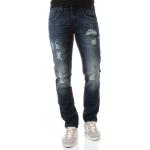 Blaue Loose Fit Shine Original Ripped Jeans & Zerrissene Jeans mit Reißverschluss aus Baumwolle für Herren Größe XXL 