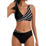Reduzierte Geflochtene Vintage Neckholder-Bikinis mit Meer-Motiv mit Fransen mit Schnalle aus Mesh für Damen Übergrößen Große Größen 2-teilig für den für den Sommer 