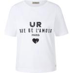 Reduzierte Weiße Bestickte Halblangärmelige UTA RAASCH Bio T-Shirts aus Baumwolle maschinenwaschbar für Damen Größe L 