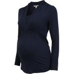Reduzierte Mitternachtsblaue Langärmelige Esprit Maternity V-Ausschnitt V-Shirts für Damen Größe XS Große Größen 