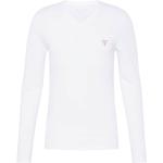 Reduzierte Weiße Langärmelige Guess V-Ausschnitt Herrenlangarmhemden aus Jersey Größe M 