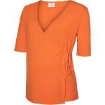 Reduzierte Orange Halblangärmelige MAMA LICIOUS V-Ausschnitt T-Shirts aus Jersey für Damen Größe L 