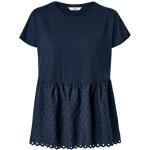 Dunkelblaue Bestickte Kurzärmelige TCHIBO Bio Peplum-Shirts & Schößchen-Shirts aus Jersey für Damen Größe S für den für den Frühling 