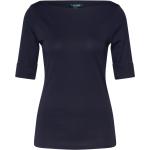 Reduzierte Marineblaue Halblangärmelige Ralph Lauren Lauren by Ralph Lauren U-Boot-Ausschnitt T-Shirts aus Jersey für Damen Größe L 