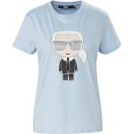 Blaue Halblangärmelige Karl Lagerfeld Karl T-Shirts aus Baumwolle maschinenwaschbar für Damen Größe XS 