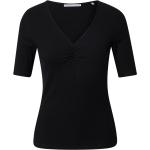 Schwarze Halblangärmelige Catwalk Junkie V-Ausschnitt V-Shirts für Damen Größe XXL Große Größen 