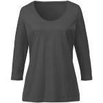 Anthrazitfarbene 3/4-ärmelige Waschbär Bio Nachhaltige Basic-Shirts aus Baumwolle für Damen Größe M 
