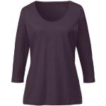 Auberginefarbene 3/4-ärmelige Waschbär Bio Nachhaltige Basic-Shirts aus Baumwolle für Damen Größe M 