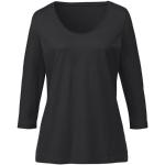 Schwarze 3/4-ärmelige Waschbär Bio Nachhaltige Basic-Shirts aus Baumwolle für Damen Größe L 