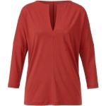 Dunkelrote Elegante Waschbär Bio Nachhaltige V-Ausschnitt V-Shirts für Damen Größe L 