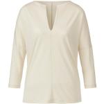 Weiße Elegante Waschbär Bio Nachhaltige V-Ausschnitt V-Shirts für Damen Größe L 