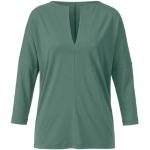 Grüne Elegante Waschbär Bio Nachhaltige V-Ausschnitt V-Shirts für Damen Größe L 