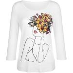 Reduzierte Weiße Motiv 3/4-ärmelige Amy Vermont Print-Shirts aus Kunstfaser für Damen Größe XL 