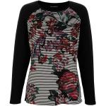 Reduzierte Schwarze Blumenmuster Amy Vermont T-Shirts aus Kunstfaser für Damen Größe XL 
