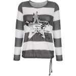 Hellgraue Langärmelige Amy Vermont T-Shirts mit Pailletten aus Kunstfaser für Damen Größe XL 