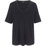 Schwarze Halblangärmelige Peter Hahn V-Ausschnitt T-Shirts mit Vogel-Motiv maschinenwaschbar für Damen 