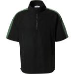 Reduzierte Olivgrüne Gestreifte Halblangärmelige Stehkragen Stehkragenhemden mit Reißverschluss aus Polyester für Herren Größe XXL 