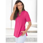 Pinke Kurzärmelige bader Stehkragen Tunika-Blusen für Damen Größe XL Große Größen für den für den Sommer 