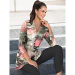 Aprikose V-Ausschnitt Tunika-Blusen aus Baumwolle für Damen Größe S 