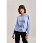 Reduzierte Hellblaue Unifarbene Business Langärmelige Seidensticker schwarze Rose Nachhaltige Rundhals-Ausschnitt Blusenshirts & Schlusen für Damen Größe XS 
