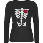 Schwarze Langärmelige shirtracer Bio Statement-Shirts mit Halloween-Motiv aus Baumwolle für Damen Größe M für Partys 