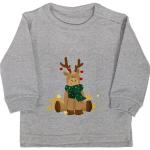 Graue Melierte Langärmelige shirtracer Rundhals-Ausschnitt Kindersweatshirts aus Baumwolle für Babys 