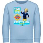Hellblaue Unifarbene Langärmelige shirtracer Feuerwehrmann Sam Rundhals-Ausschnitt Kindersweatshirts aus Baumwolle für Jungen Größe 104 für den für den Herbst 