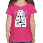 Shirtracer T-Shirt »Ich hab den besten Papa Katzen - Vatertag Geschenk für Papa - Mädchen Kinder T-Shirt« mein papa ist der beste, rosa, 1 Fuchsia