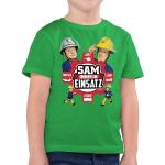 Grüne Unifarbene Kurzärmelige shirtracer Feuerwehrmann Sam Rundhals-Ausschnitt Printed Shirts für Kinder & Druck-Shirts für Kinder aus Jersey für Jungen Größe 164 