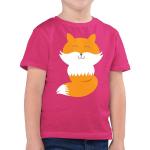 Fuchsiafarbene Animal-Print Kurzärmelige shirtracer Rundhals-Ausschnitt Printed Shirts für Kinder & Druck-Shirts für Kinder mit Fuchs-Motiv aus Jersey für Jungen Größe 152 