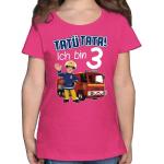 Fuchsiafarbene Unifarbene Kurzärmelige shirtracer Feuerwehrmann Sam Rundhals-Ausschnitt Printed Shirts für Kinder & Druck-Shirts für Kinder aus Jersey Größe 164 