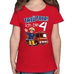 Rote Unifarbene Kurzärmelige shirtracer Feuerwehrmann Sam Rundhals-Ausschnitt Printed Shirts für Kinder & Druck-Shirts für Kinder aus Jersey Größe 164 