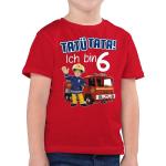 Rote Unifarbene Kurzärmelige shirtracer Feuerwehrmann Sam Rundhals-Ausschnitt Printed Shirts für Kinder & Druck-Shirts für Kinder aus Jersey für Jungen Größe 164 