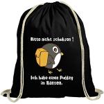 Shirtstreet natur Turnbeutel Rucksack Gymsac Pinguin - Bitte nicht schubsen, Größe: onesize,schwarz