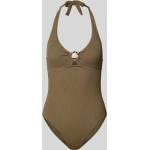 Olivgrüne Unifarbene Shiwi Neckholder Badeanzüge aus Polyamid für Damen Größe S 