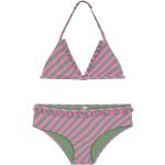 Pinke Gestreifte Shiwi Triangel Bikinis für Kinder mit Rüschen aus Polyester für Mädchen Größe 116 