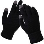 Schwarze Strick-Handschuhe für Damen Größe M für den für den Winter 