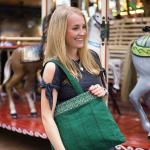 Dunkelgrüne Gesteppte Vegane Shopper mit Reißverschluss aus Baumwolle mit Handyfach klein 