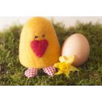 Gelbe Nachhaltige Eierwärmer mit Huhn-Motiv aus Filz 
