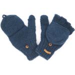 Petrolfarbene Nachhaltige Gefütterte Handschuhe mit Knopf aus Wolle schmutzabweisend für Damen Größe L für den für den Winter 