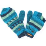 Türkise Nachhaltige Gefütterte Handschuhe mit Knopf aus Wolle schmutzabweisend für Herren Größe M für den für den Winter 