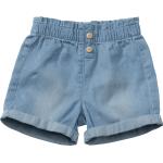 Blaue Bio Jeans Shorts für Kinder mit Knopf aus Denim für Babys Größe 116 für den für den Sommer 