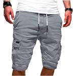 Graue Unifarbene Casual Cargo-Shorts für Herren Größe 5 XL für den für den Sommer 