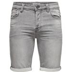 Graue Unifarbene Only & Sons Jeans-Shorts mit Reißverschluss aus Denim für Herren Größe XXL Weite 29 für den für den Sommer 