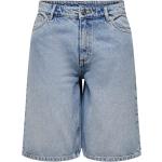 Blaue Unifarbene ONLY Jeans-Shorts mit Reißverschluss aus Denim für Damen Große Größen 