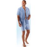 Hellblaue Karo bader Oeko-Tex Pyjamas kurz aus Baumwolle für Herren Übergrößen für den für den Sommer 